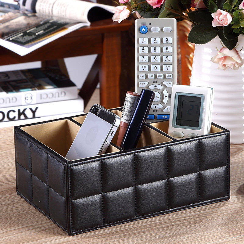 PU Leather Wood Storage